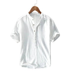Men's Collarless Short Sleeve Shirt