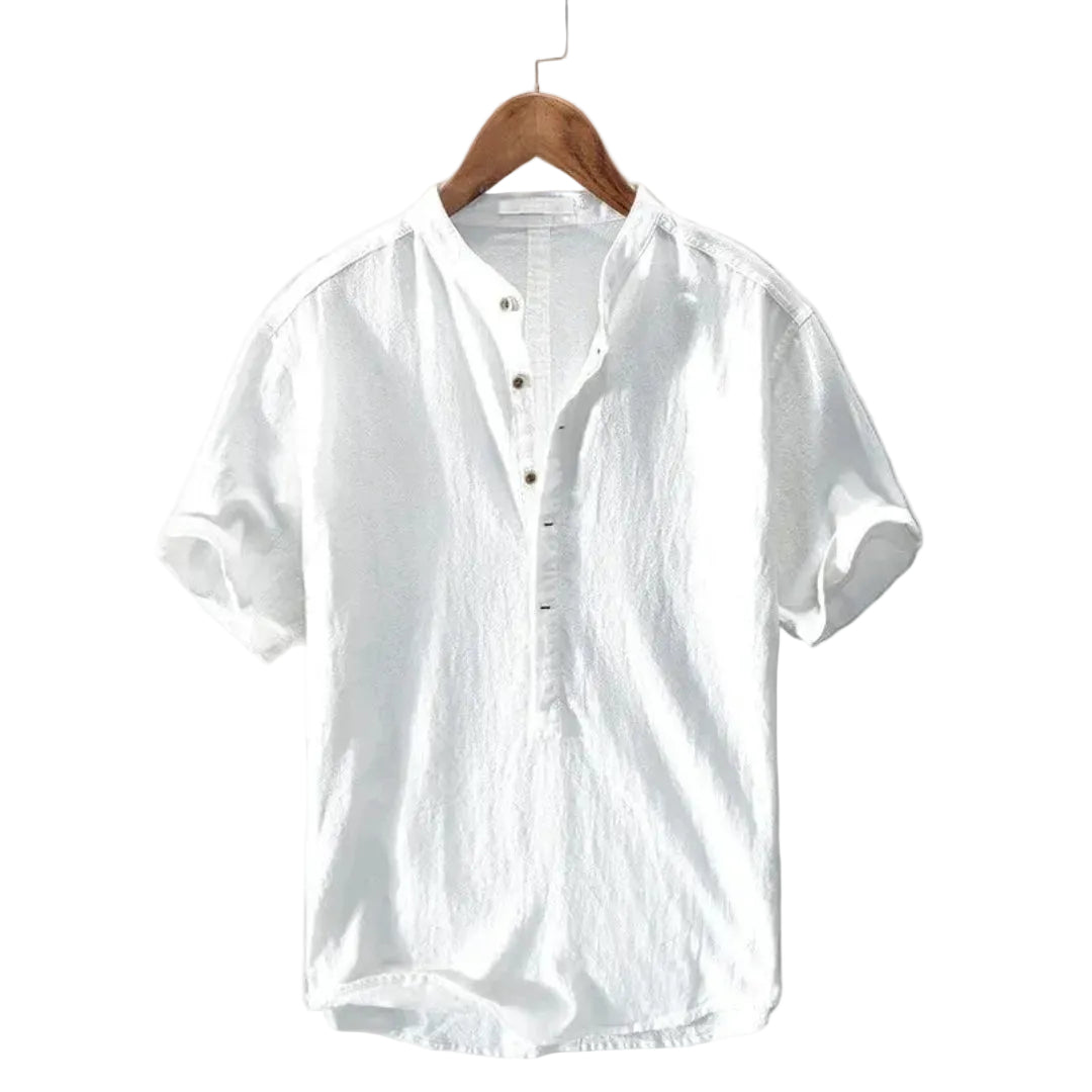 Men's Collarless Short Sleeve Shirt