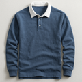 Men's Contrast Collar Long Sleeve Polo
