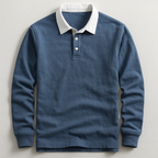 Men's Contrast Collar Long Sleeve Polo