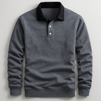 Men's Contrast Collar Long Sleeve Polo