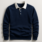 Men's Contrast Collar Long Sleeve Polo
