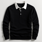Men's Contrast Collar Long Sleeve Polo