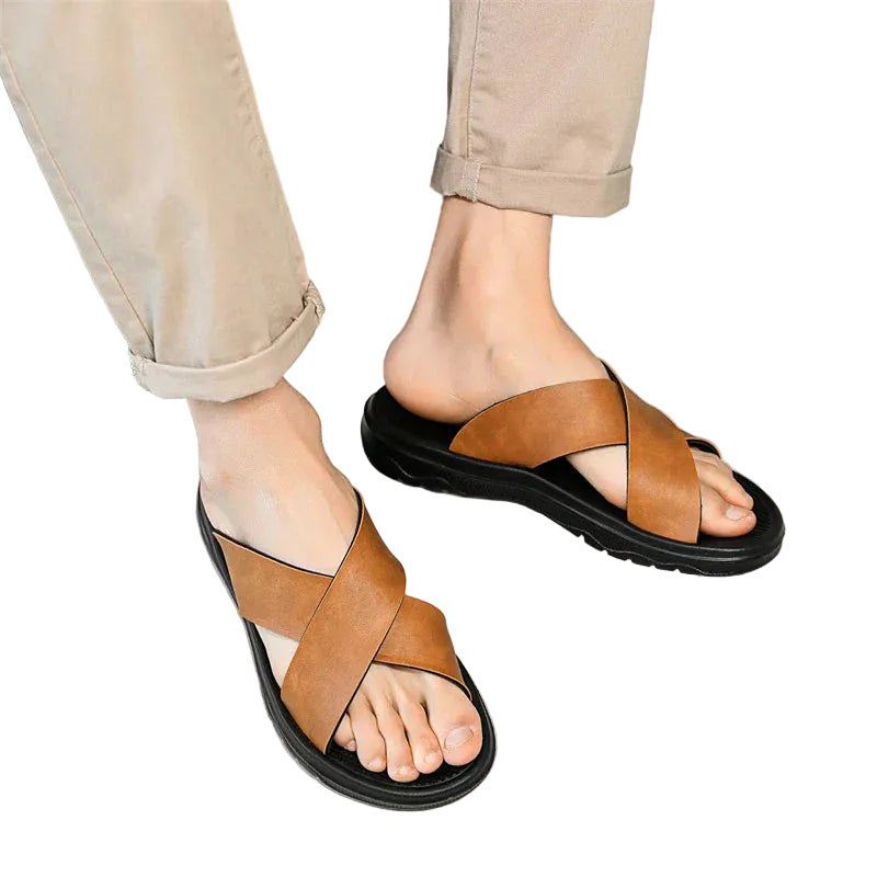 Men's Cross-Strap Slide Sandals