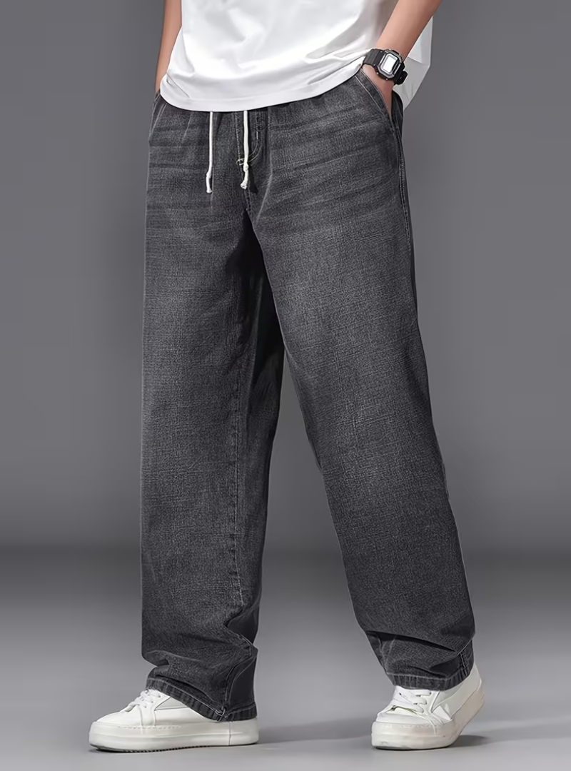Men's Drawstring Wide Leg Jeans