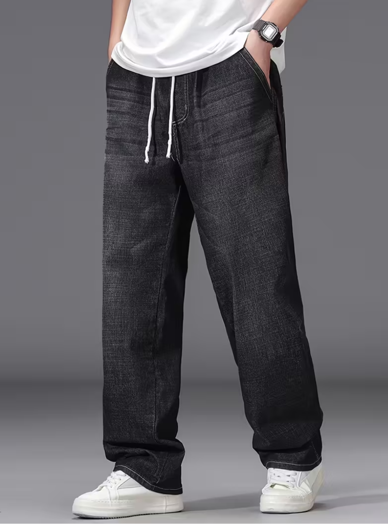 Men's Drawstring Wide Leg Jeans