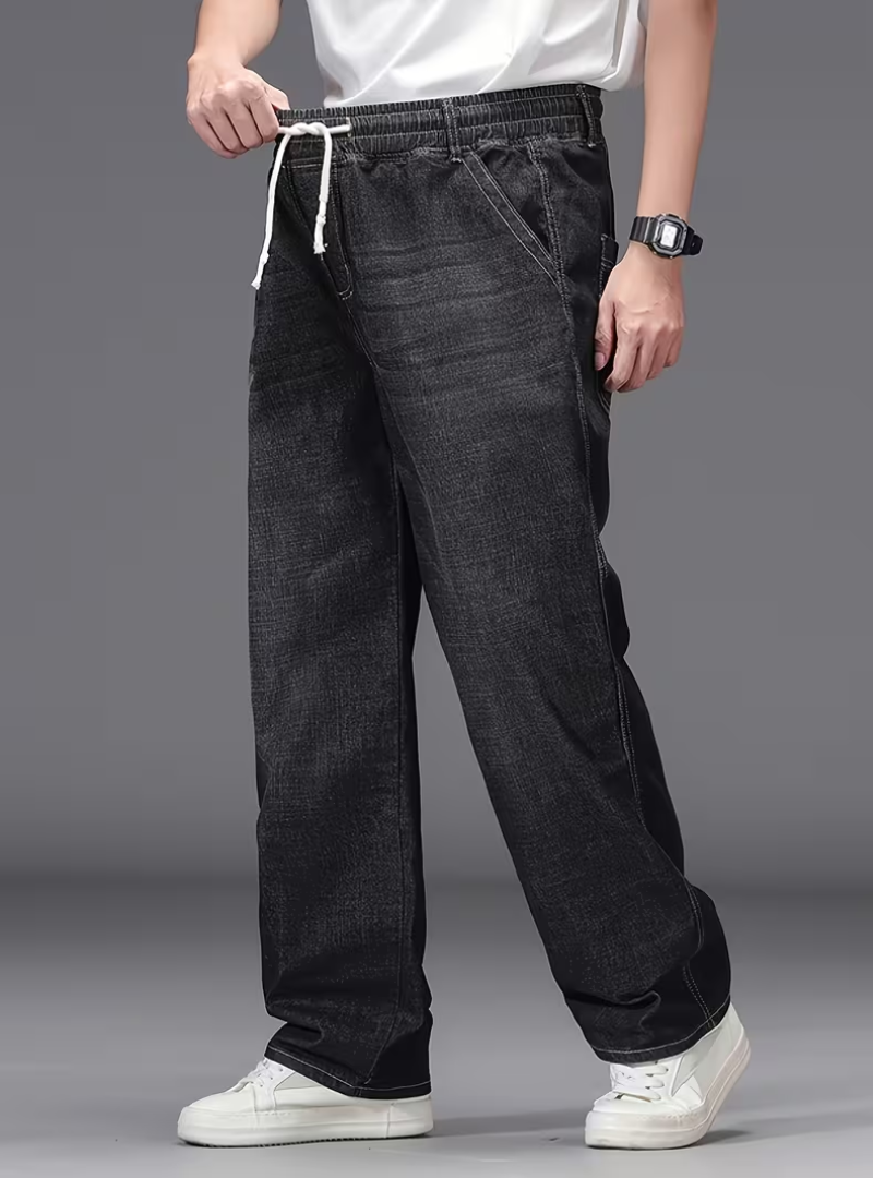 Men's Drawstring Wide Leg Jeans