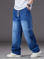 Men's Drawstring Wide Leg Jeans