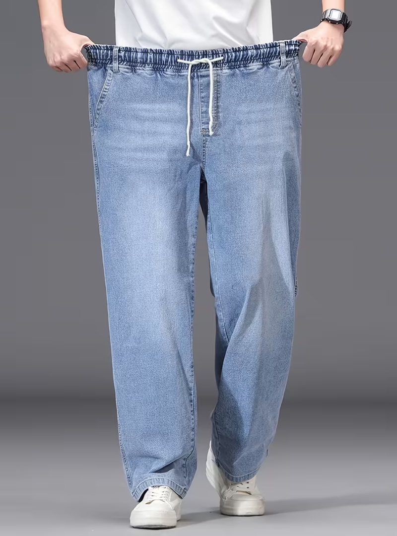 Men's Drawstring Wide Leg Jeans
