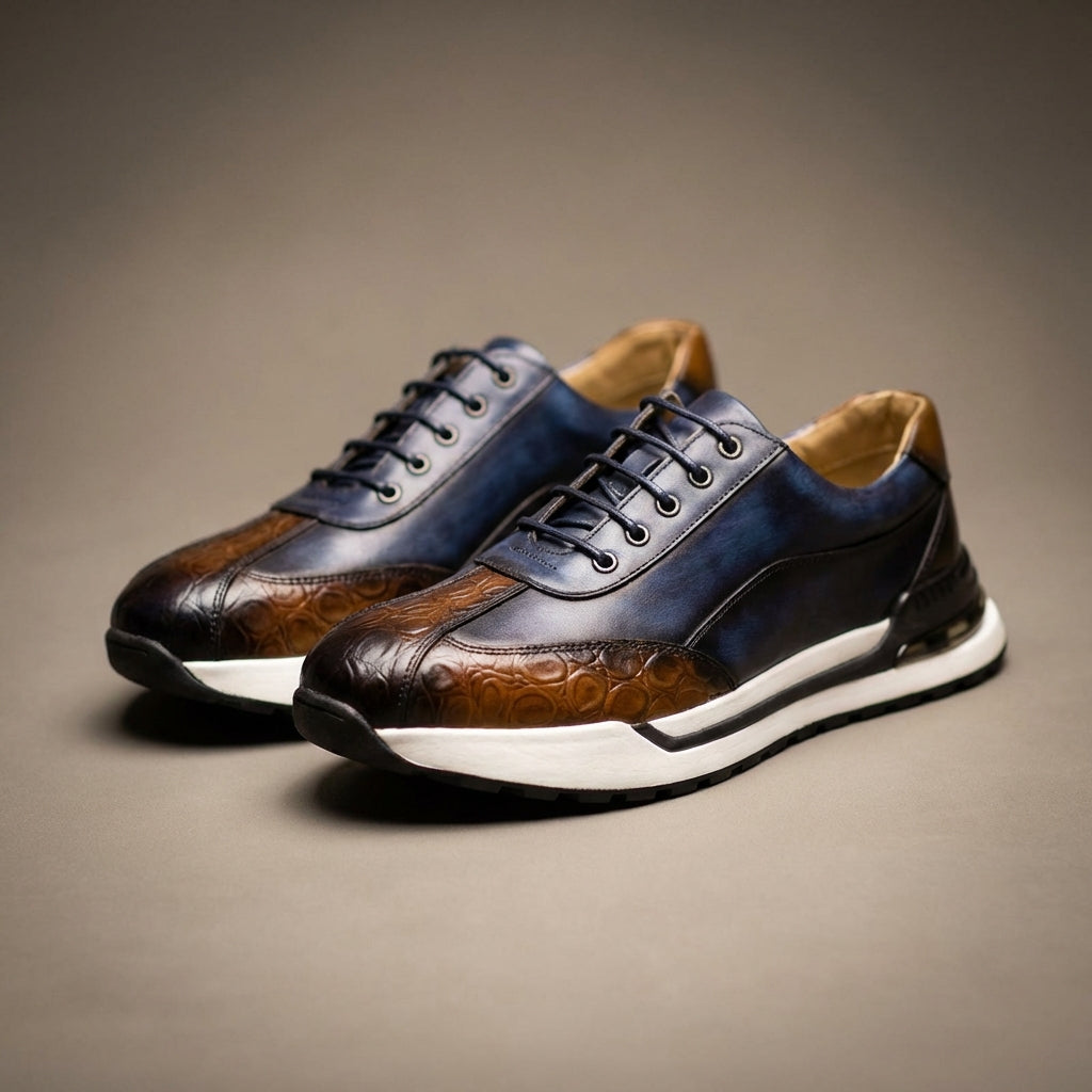 Men's Embossed Lace-Up Trainers