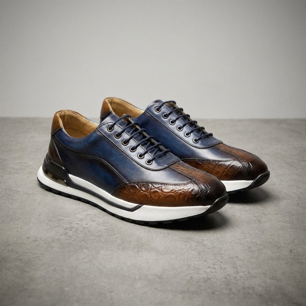 Men's Embossed Lace-Up Trainers