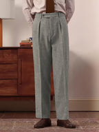 Men's Herringbone Pleated Trousers