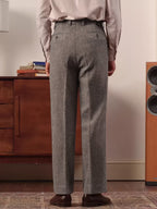 Men's Herringbone Pleated Trousers
