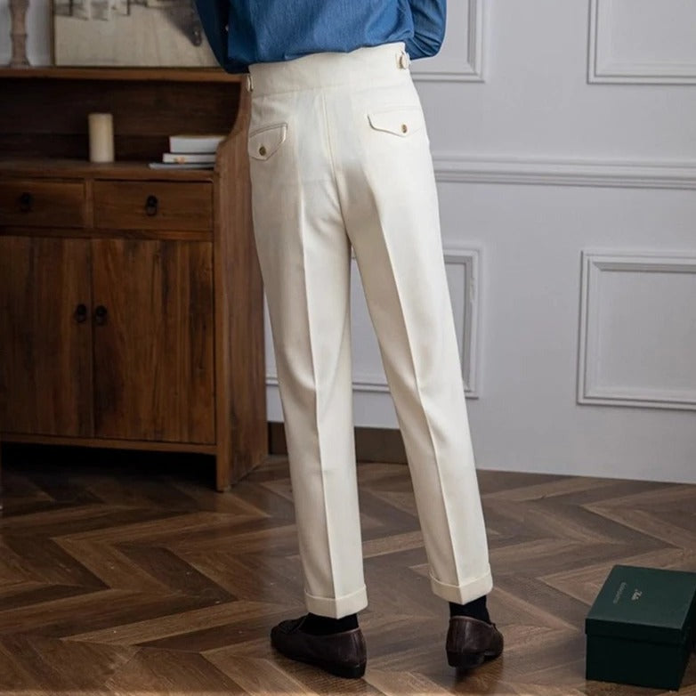 Men's High-Waist Pleated Trousers