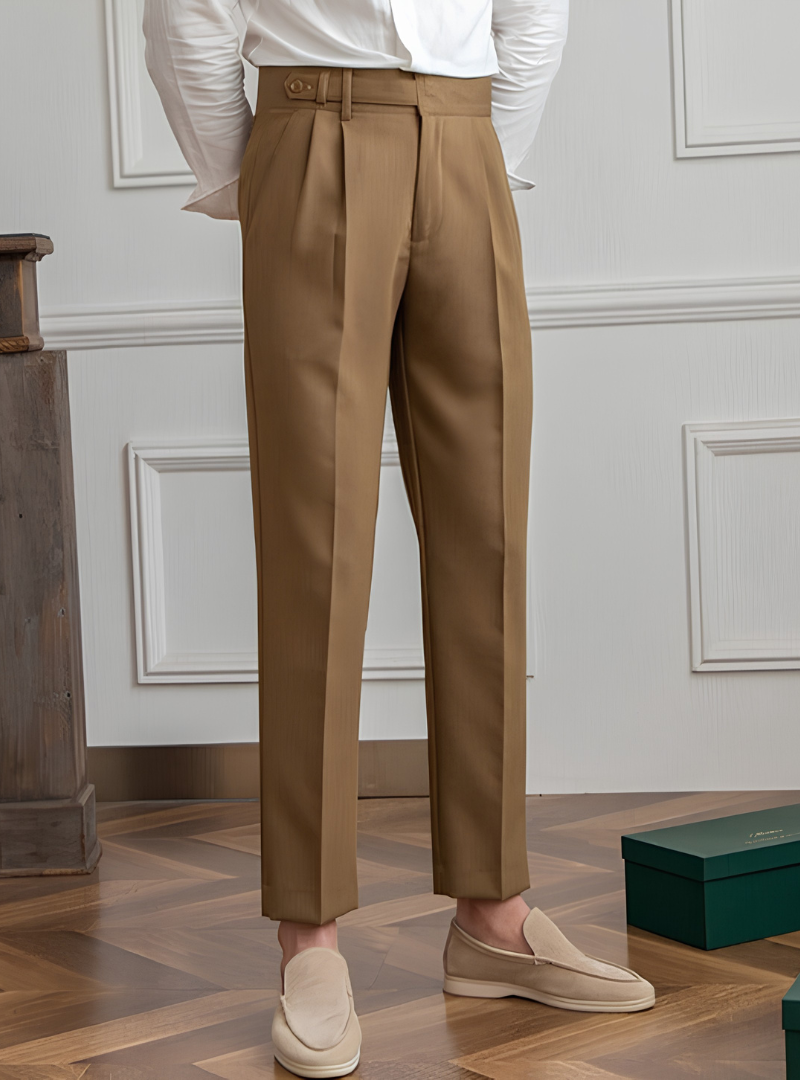Men's High-Waisted Pleated Trousers