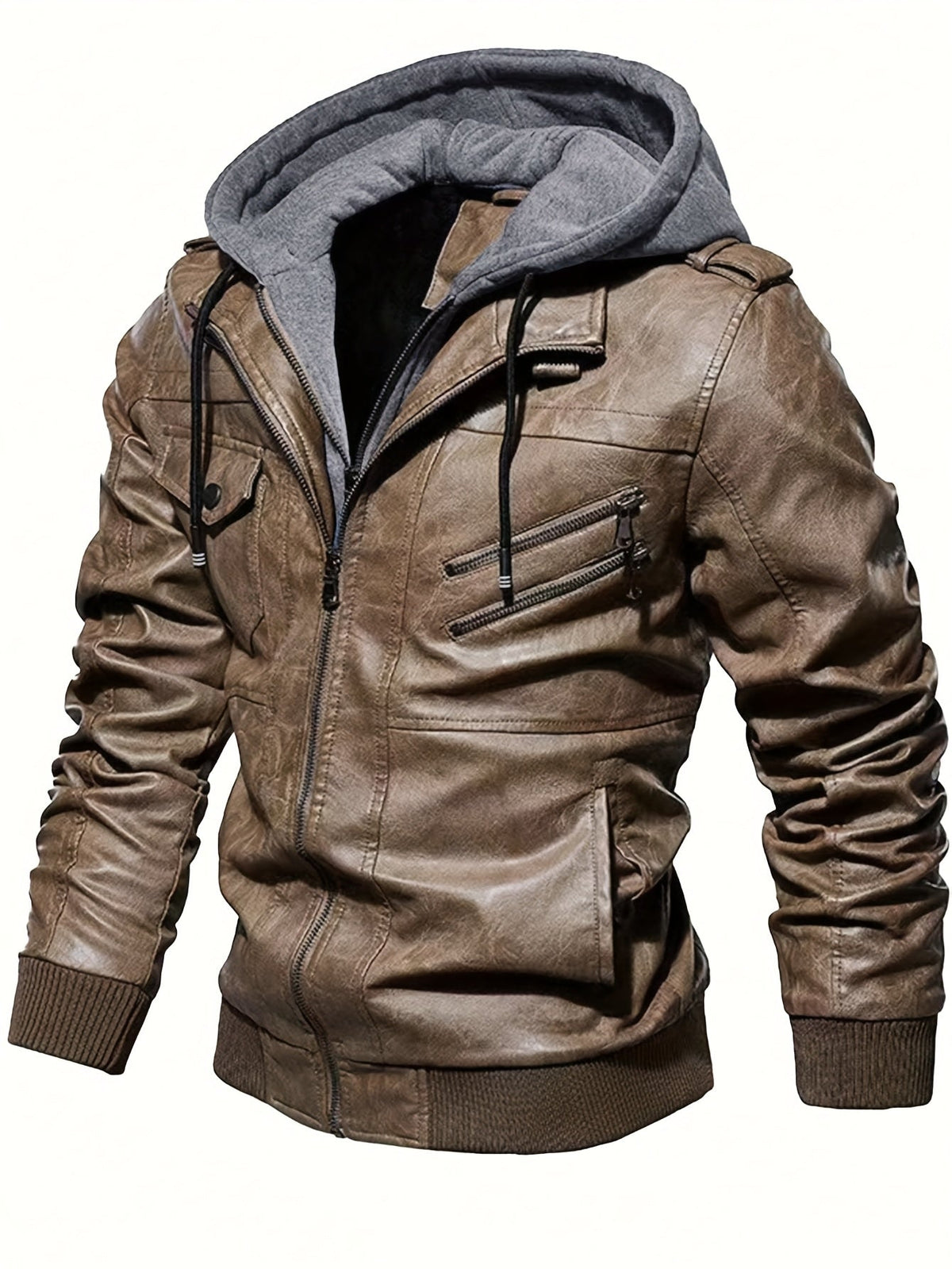 Men's Hooded Biker Jacket