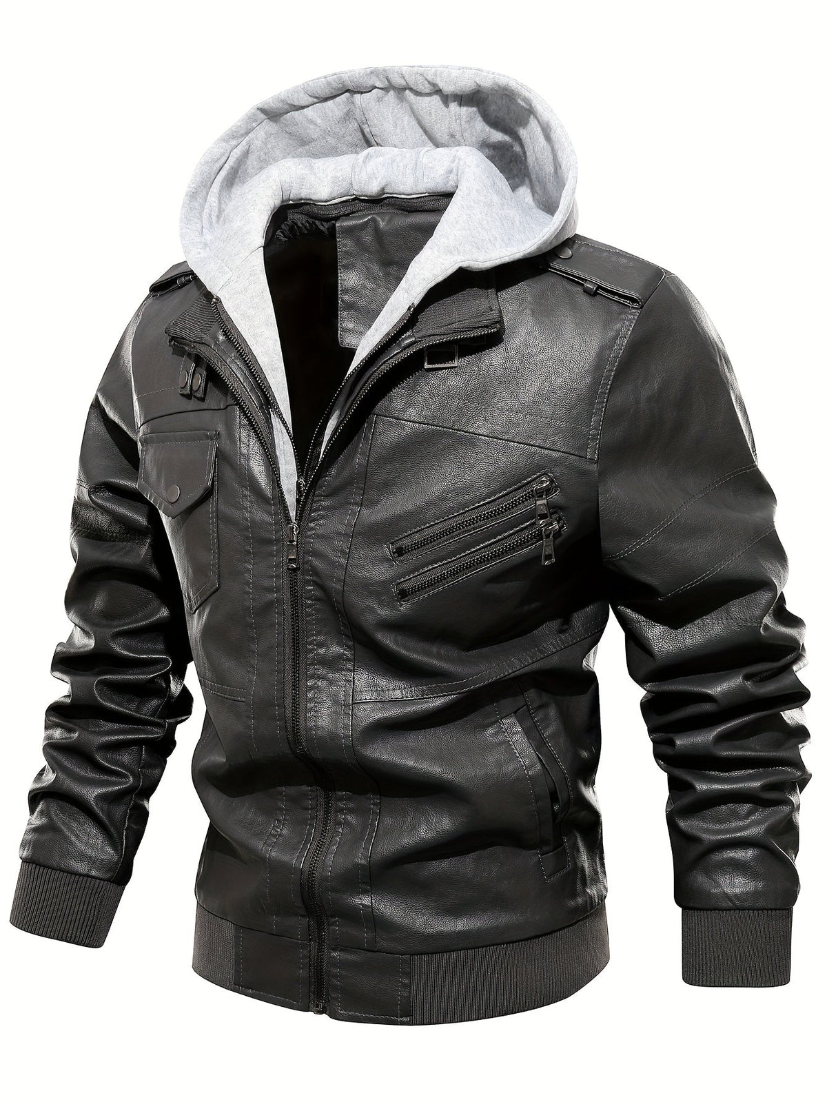 Men's Hooded Biker Jacket