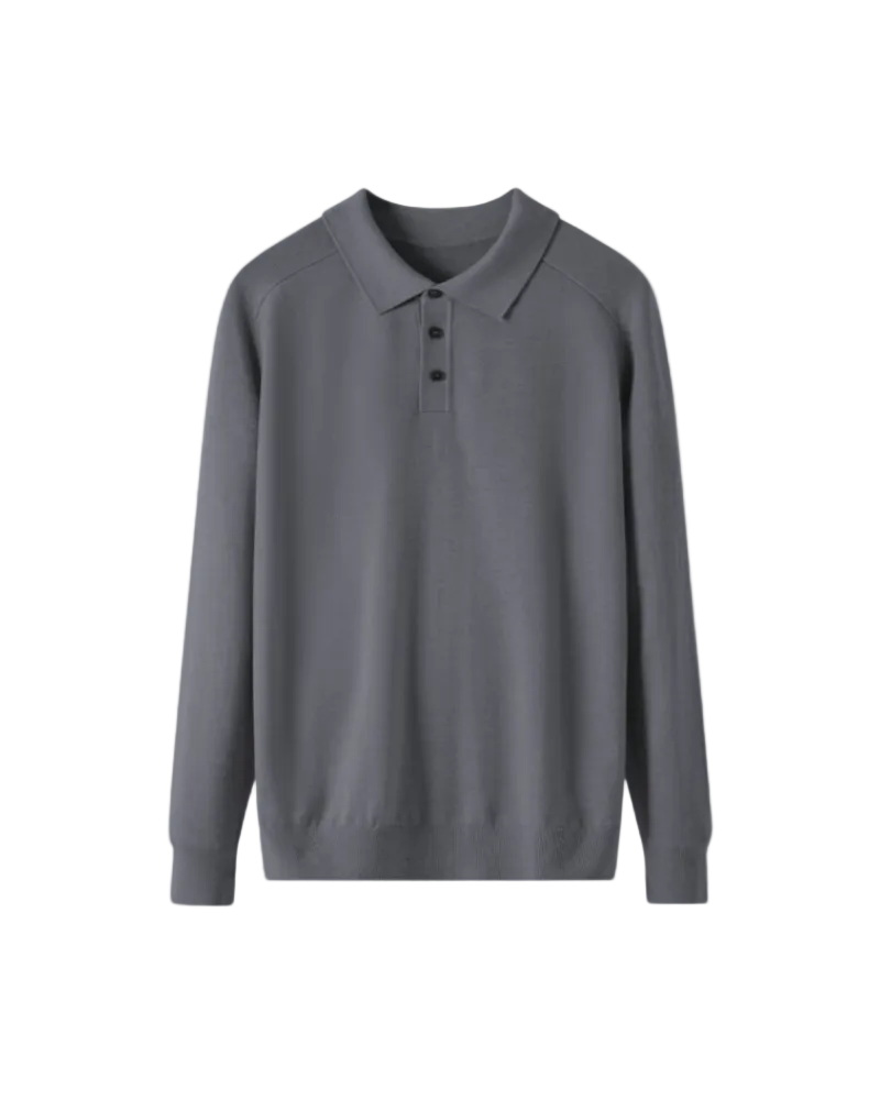 Men's Long Sleeve Button Polo Shirt