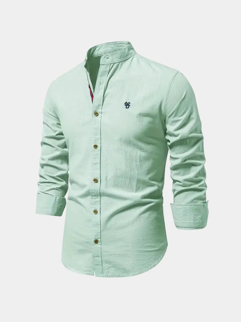 Men's Long Sleeve Mandarin Collar Shirt