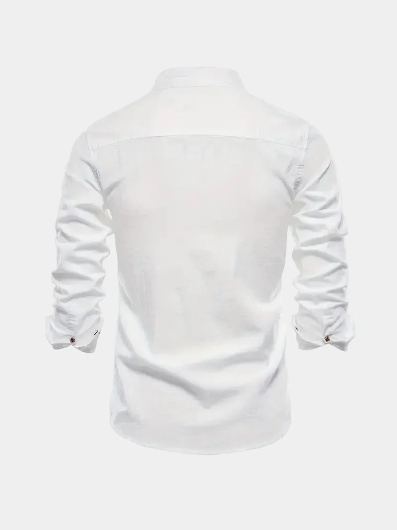 Men's Long Sleeve Mandarin Collar Shirt
