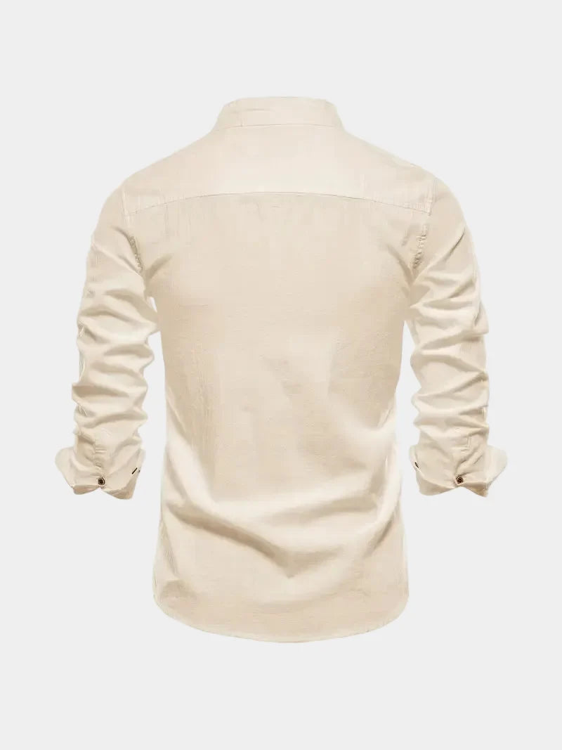 Men's Long Sleeve Mandarin Collar Shirt