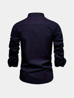 Men's Long Sleeve Mandarin Collar Shirt