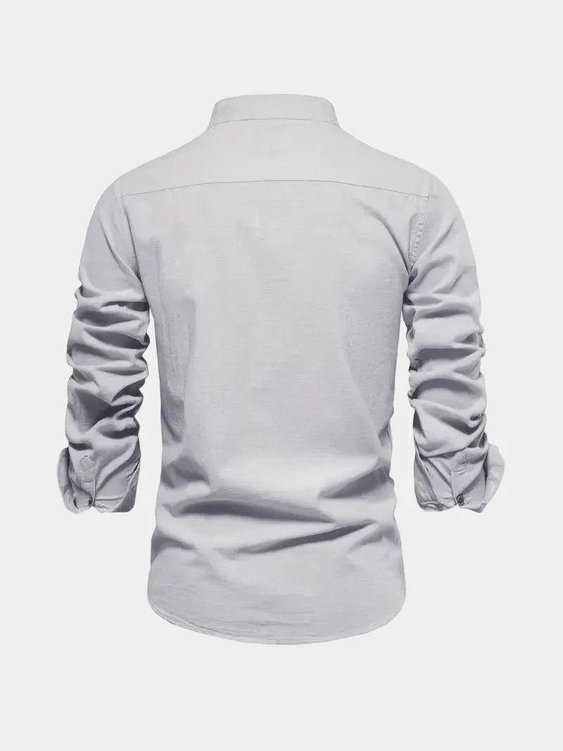 Men's Long Sleeve Mandarin Collar Shirt