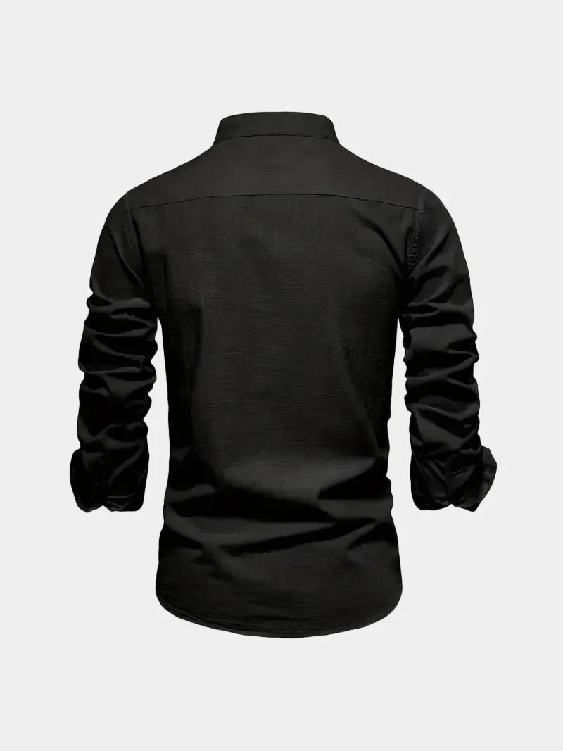 Men's Long Sleeve Mandarin Collar Shirt