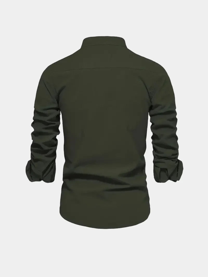 Men's Long Sleeve Mandarin Collar Shirt
