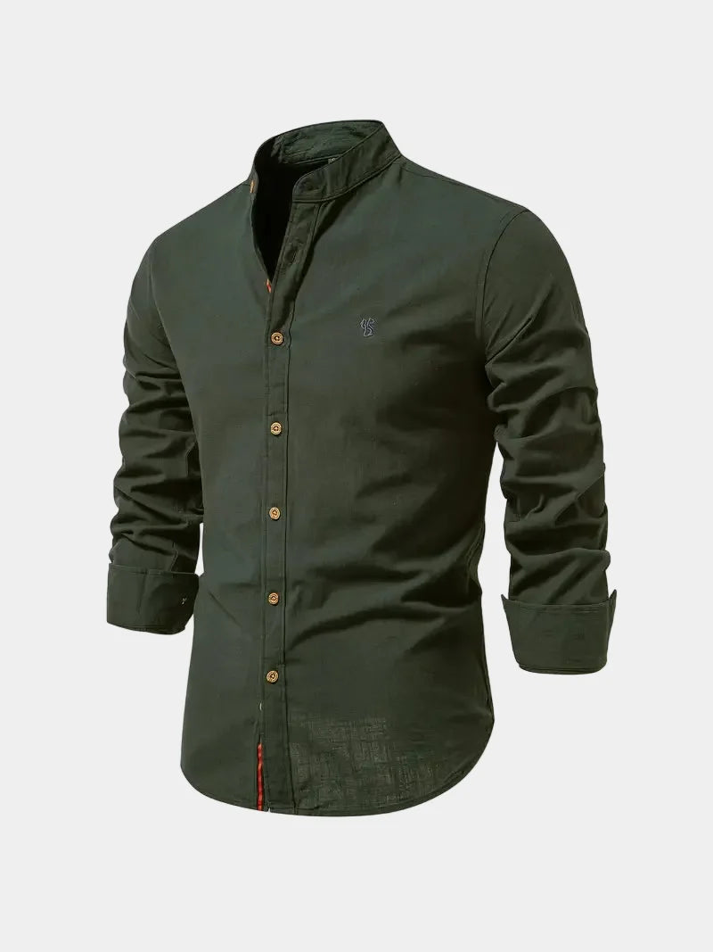 Men's Long Sleeve Mandarin Collar Shirt