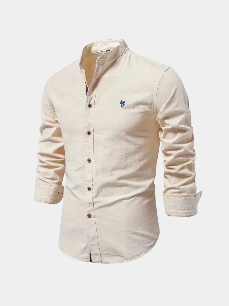 Men's Long Sleeve Mandarin Collar Shirt