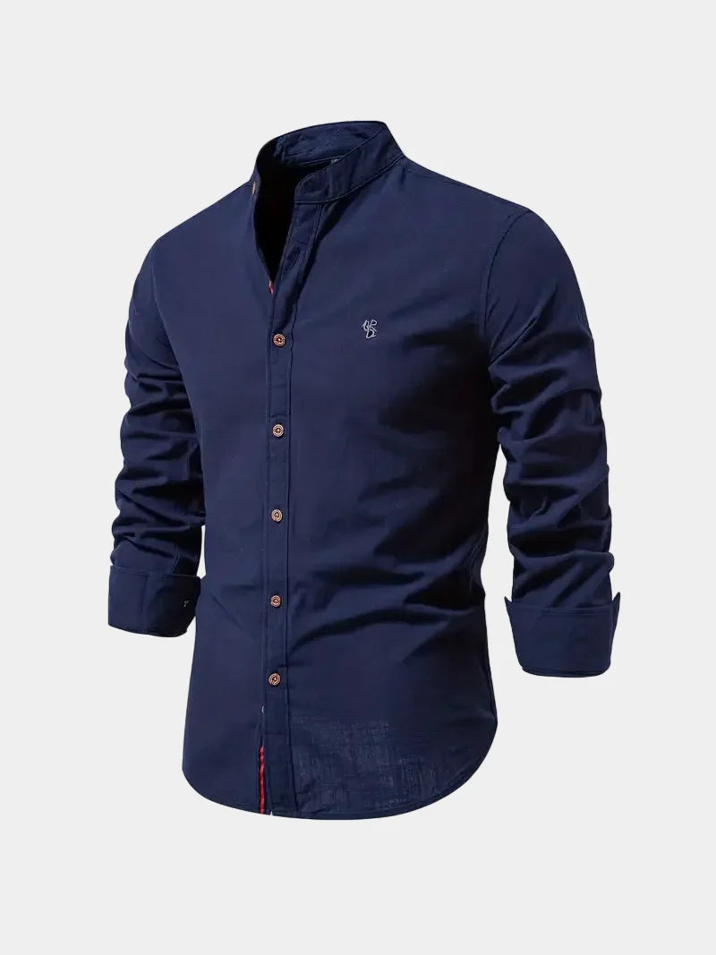 Men's Long Sleeve Mandarin Collar Shirt