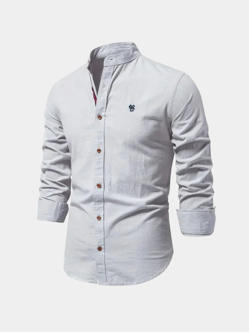 Men's Long Sleeve Mandarin Collar Shirt