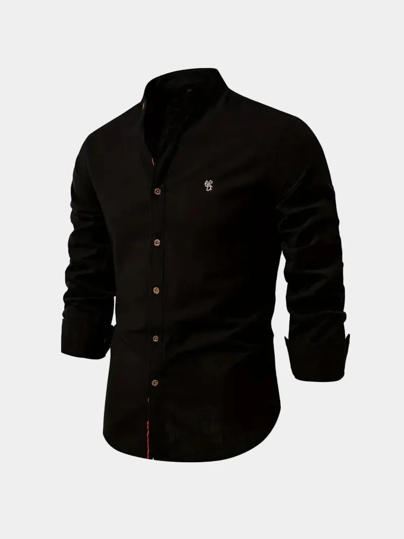 Men's Long Sleeve Mandarin Collar Shirt
