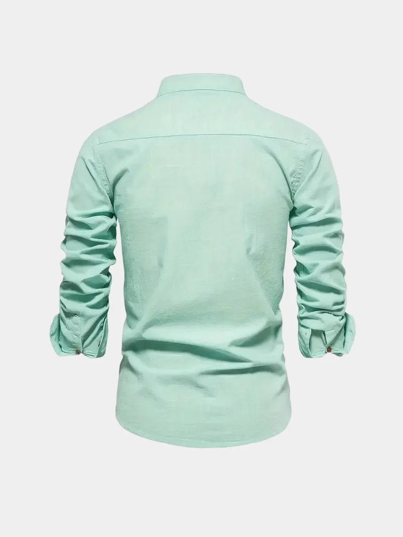 Men's Long Sleeve Mandarin Collar Shirt