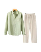 Men's Long Sleeve Shirt and Drawstring Trouser Set