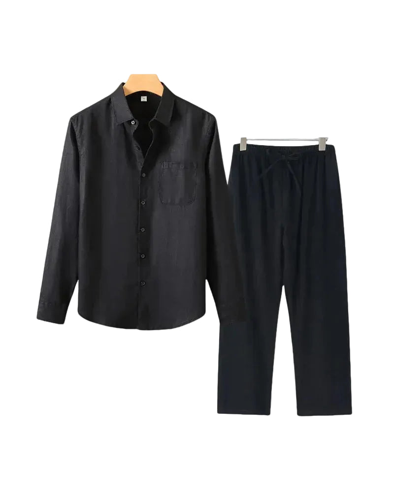 Men's Long Sleeve Shirt and Drawstring Trouser Set