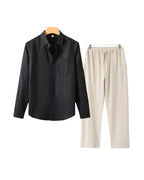 Men's Long Sleeve Shirt and Drawstring Trouser Set