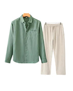 Men's Long Sleeve Shirt and Drawstring Trouser Set