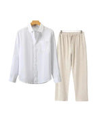 Men's Long Sleeve Shirt and Drawstring Trouser Set