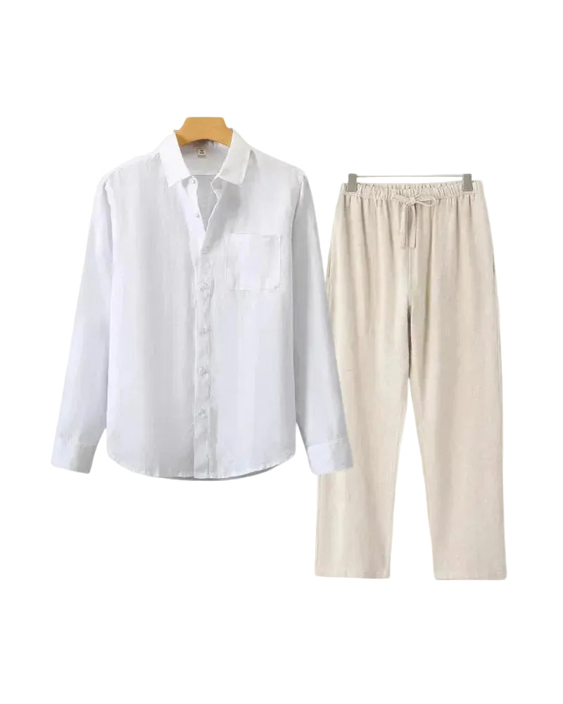 Men's Long Sleeve Shirt and Drawstring Trouser Set