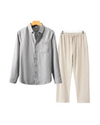 Men's Long Sleeve Shirt and Drawstring Trouser Set