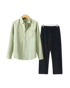 Men's Long Sleeve Shirt and Drawstring Trouser Set