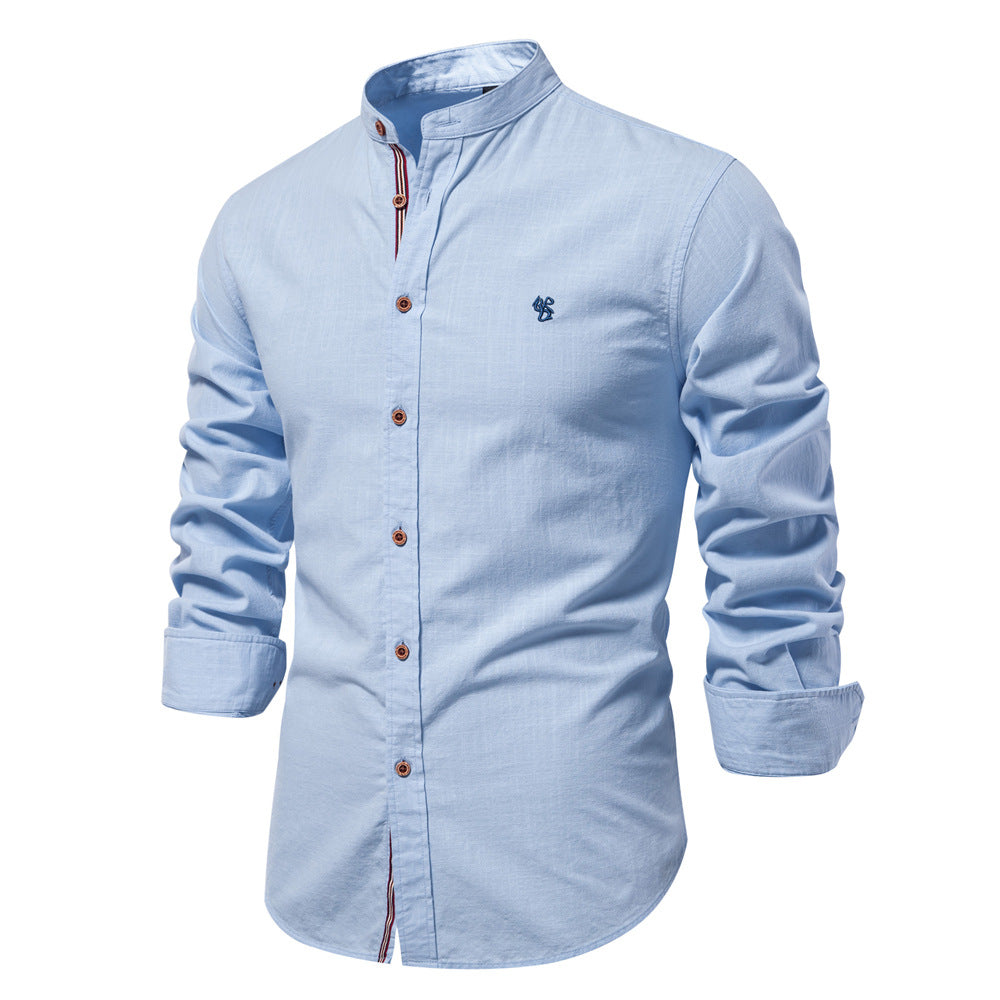 Men's Mandarin Collar Button-Up Shirt
