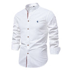 Men's Mandarin Collar Button-Up Shirt