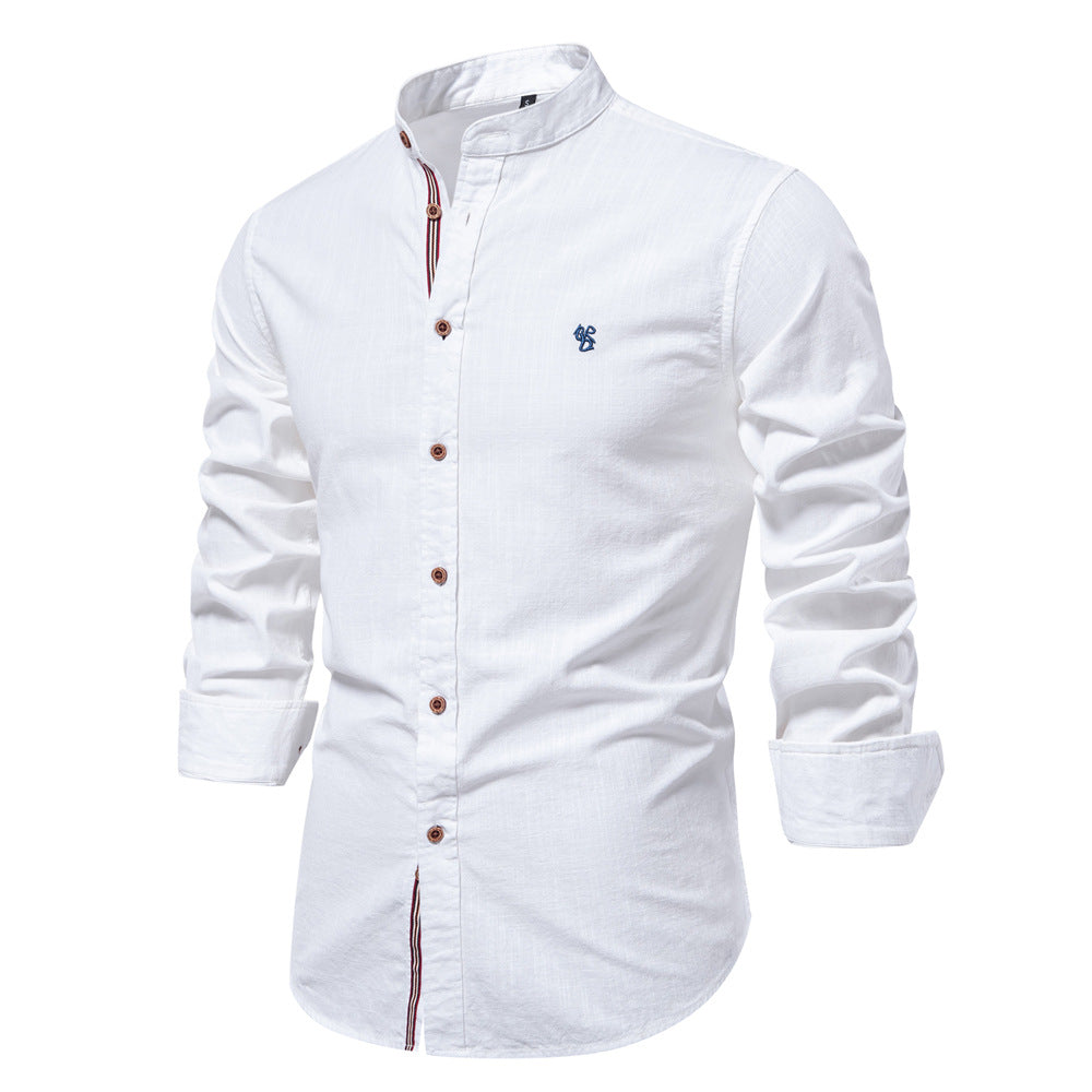 Men's Mandarin Collar Button-Up Shirt
