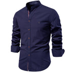 Men's Mandarin Collar Button-Up Shirt