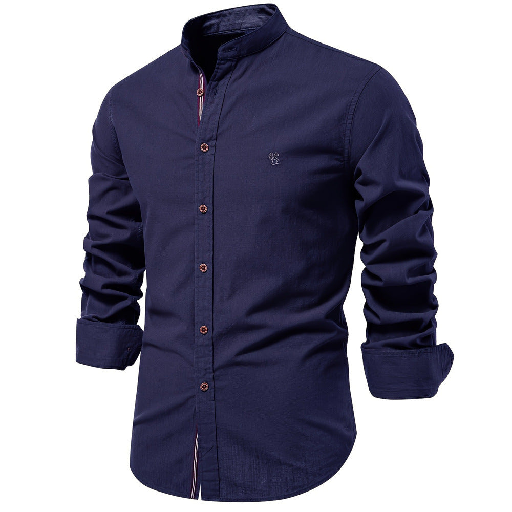Men's Mandarin Collar Button-Up Shirt