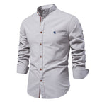 Men's Mandarin Collar Button-Up Shirt