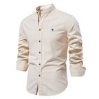 Men's Mandarin Collar Button-Up Shirt